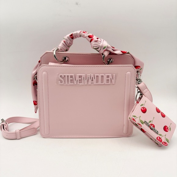 Steve Madden Handbags - Steve Madden Bevelyn Pink Crossbody Bag Cherry Scarf Handle & Card Holder